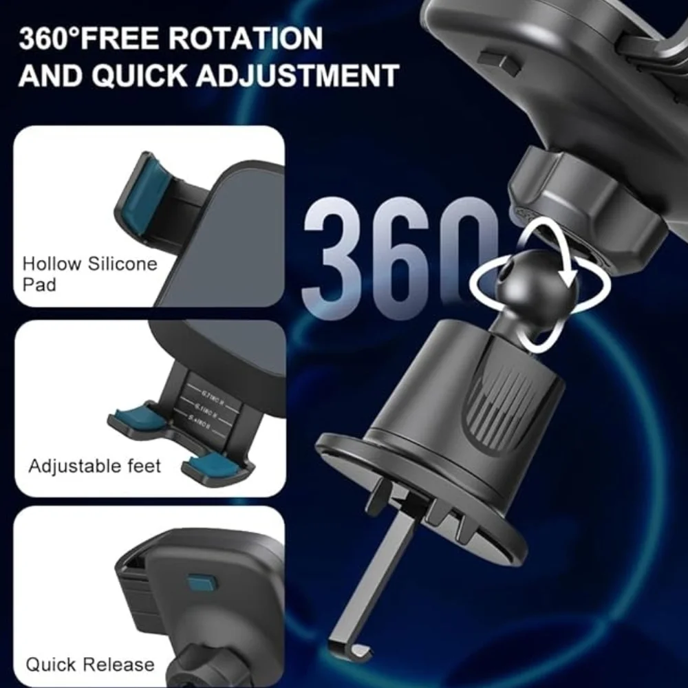 Wireless Magnetic Car Phone Mount Charger - Black
